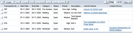 Possible work objects in a results list
